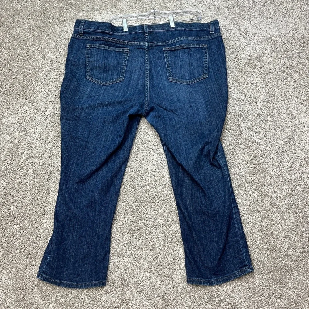 St. Johns Bay Jeans Womens 20W 44x25 Dark Blue Straight Leg Denim 5-Pocket Twill